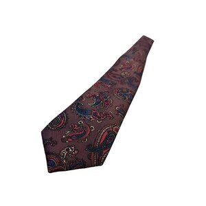 Mallory Church London‎ Silk Tie Red Print Paisley Formal Professional Career